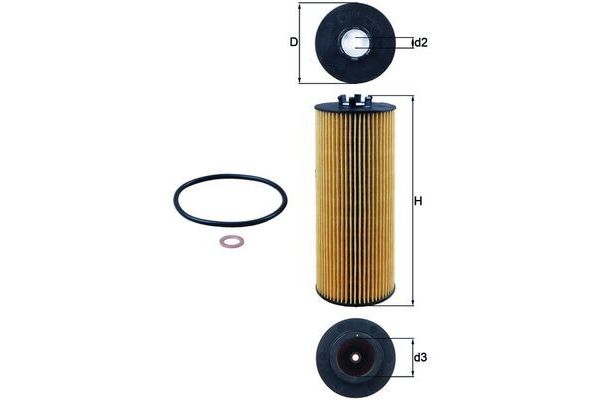 Yağ Filtresi  Audi A6 Sedan (4B2)(04.1997->)  MAHLE OX 164D