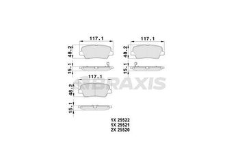 Fren Disk Balata Arka BRAXIS AB0379  583022PA70 583022WA70 583022MA00 583022MA90 58302-2PA70 583023MA00 583023MA01 583023NA00 58302B1A05 583022JA00 58302-2WA70