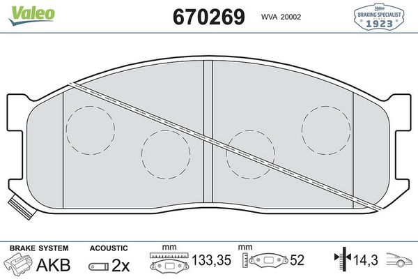 Fren Disk Balata Ön Mazda E-Serie E2200 (1984->2002)  VALEO 670269