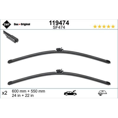 Silecek Süpürgesi Ön  600/500 mm - 24/20 inç Mercedes CLS (BM 257)(04.2018->)  SWF 119474