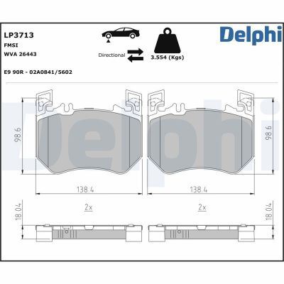 Fren Disk Balata Ön Mercedes E -Serisi Sedan (BM 214)(06.2023->)  DELPHI LP3713
