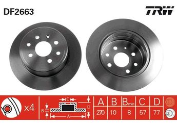 Fren Disk Ayna Arka Sağ ve Sol TRW DF2663  569102 5 69 102 90297932