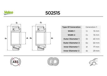 Teker Rulmanı Arka Sağ veya Sol VALEO 502515  116002140800 11600.21408.00 116002141303 11600.21413.03 116002141306 11600.21413.06 510384 510385 60521282 191598625 311498071BS 6U0598625 1110115 1 110 115 2634104 2 634 104 31211110115 31 21 1 110 115 31212634104 31 21 2 634 104 2667886 9453520994535210 94535209+94535210 184447 1492160 1565444 527972 72GB1200AA 72GB1215AA 11054489 11070311 5173011100 5173011101 8942013100 9000936030 9000936042 KKY0133075 MB00233075 B00233075 59817105 69811605 A0059817105 A0069811605 MA125843 MB001836 MB515922 328022 330011 CAC4603 GHB107 969300171 969300291 20339N 9036617010 9036817017 311405625E 311405645 6U0501319