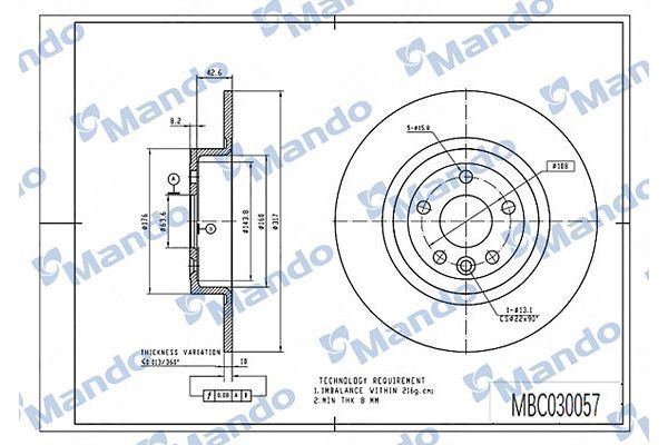 Fren Disk Ayna Arka Sağ ve Sol Land Rover Range Rover Evoque Cabriolet (2015->)  MANDO MBC030057