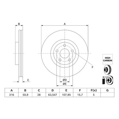 Fren Disk Ayna Ön Sağ ve Sol Ford S-MAX (CDR)(2015->)  BOSCH 0 986 479 J32