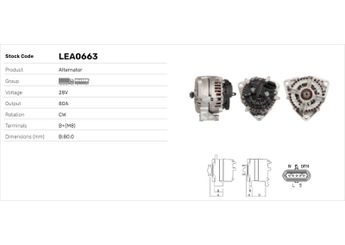 Alternatör  LUCAS ELEKTRIK LEA0663  LEA0663 1368237 1368327 1377860 1697022 1697321