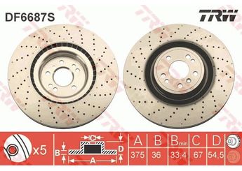 Fren Disk Ayna Ön Sağ ve Sol TRW DF6687S  A1664210912 1664210912 166 421 09 12 1664211600 166 421 16 00 A 166 421 09 12 A1664211600 A 166 421 16 00