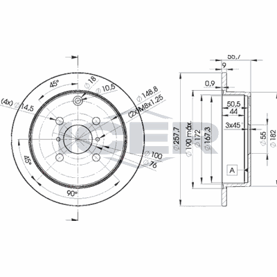 Fren Disk Ayna Arka Sağ ve Sol Toyota Corolla (E12)(2002->)  EUROREPAR 1642756680
