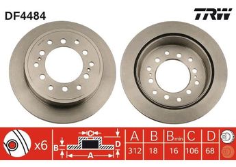Fren Disk Ayna Arka Sağ ve Sol TRW DF4484  4243160200 42431-60200 24008012 024008012 4243160201 42431-60201 4243160270 42431-60270 4243160130 42431-60130 4243160190 42431-60190