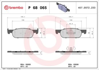 Fren Disk Balata Ön BREMBO P 68 065  P68065 P 68 065 410605536R 8660005291 410604682R