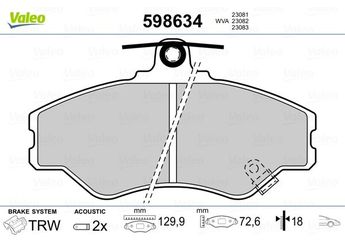 Fren Disk Balata Ön VALEO 598634  4BA0058101 5810143A00 58101-43A00 5810144A00 58101-44A00 581014BA00 58101-4BA00 581014BA10 58101-4BA10 5810144A10