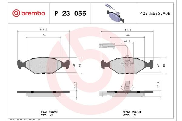 Fren Disk Balata Ön BREMBO P 23 056