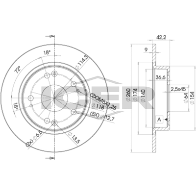 Fren Disk Ayna Arka Sağ ve Sol Honda Civic HB (FK)(09.2005->)  VALEO 496050