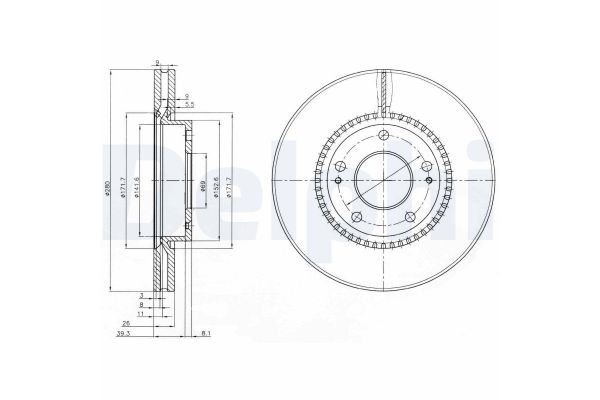 Fren Disk Ayna Ön Sağ ve Sol Kia Carens (UN)(2007->)  DELPHI BG3861C