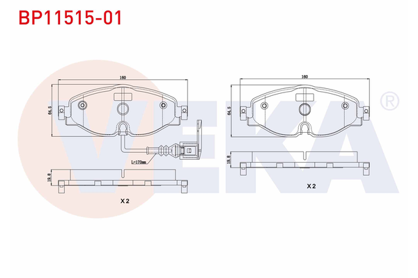 Fren Disk Balata Ön Volkswagen Golf VII (5G1/BE1)(09.2012->)  VEKA BP11515-01