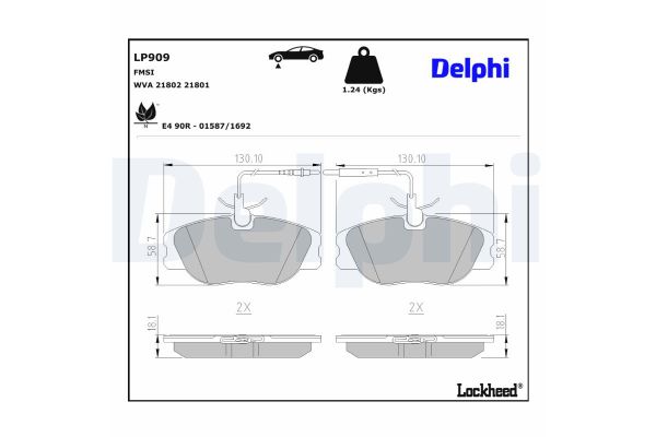 Fren Disk Balata Ön Fiat Ulysse (121)(06.1994->)  DELPHI LP909