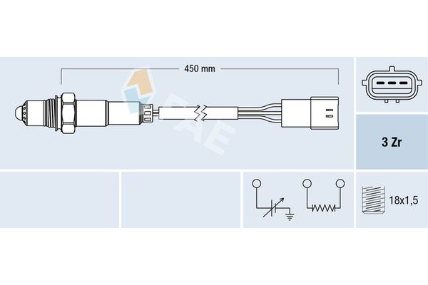 Oksijen (Lambda) Sensörü  Kia Sephia (1993->)  FAE 77466