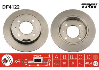 Fren Disk Ayna Arka Sağ ve Sol TRW DF4122  5841129310 5841129300 5841128300 58411-28300 58411-29300 58411-29310