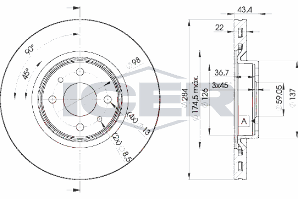 Fren Disk Ayna Ön Sağ ve Sol Lancia Delta (181)(2008->)  WALBURG WBD1020D