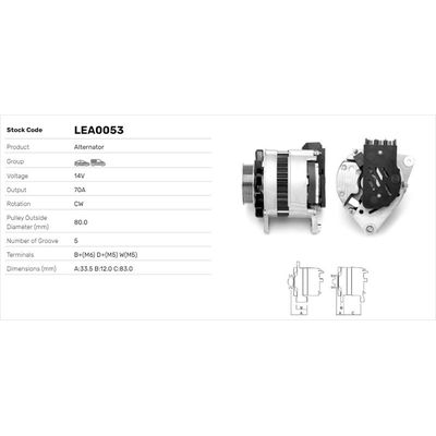 Alternatör  LUCAS ELEKTRIK LEA0053