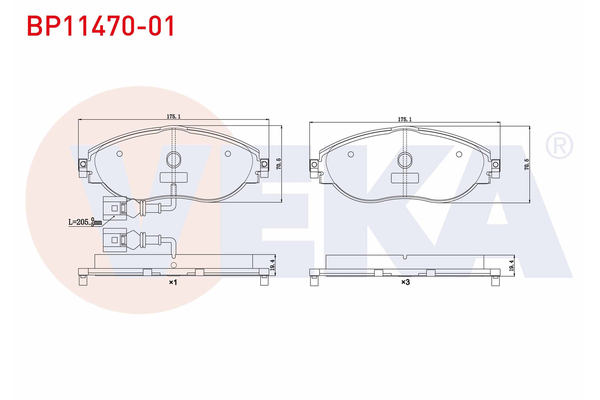 Fren Disk Balata Ön Volkswagen Golf VII (5G1/BE1)(09.2012->)  VEKA BP11470-01