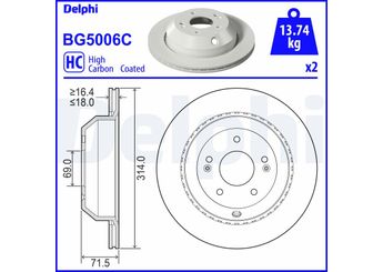 Fren Disk Ayna Arka Sağ ve Sol DELPHI BG5006C  58411C5700 S58411C5700
