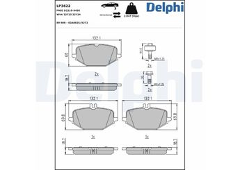 Fren Disk Balata Arka DELPHI LP3622  A0004204002 4203805 0004203805 4204002 0004204002 4205102 0004205102 4207303 0004207303 A0004203805 A0004205102 A0004207303