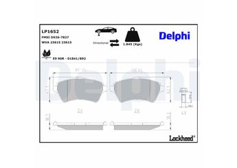 Fren Disk Balata Ön DELPHI LP1652  LP1652 LR021899 SFP000010 SFP000020 SFP500100