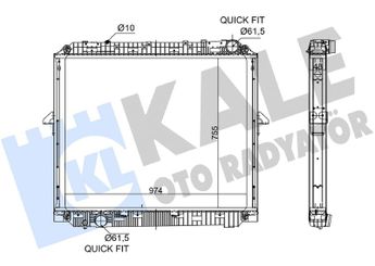 Su Radyatörü  RADISEN RR 626032  A9615001200 A9615000400 9615000400 9615001200 9615002500 A9615002500