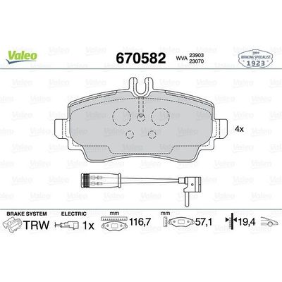 Fren Disk Balata Ön Mercedes Vaneo Compact Van (BM 414)(10.2001->)  VALEO 670582