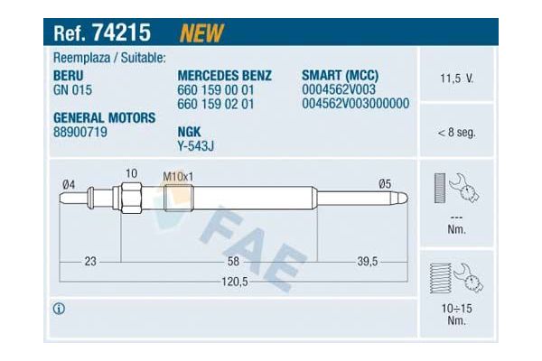 Isıtma Bujisi  Smart Fortwo Coupe (02.2003->)  MGA 10060