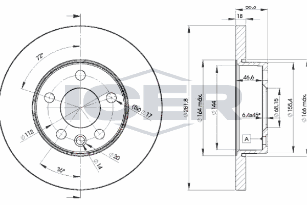 Fren Disk Ayna Ön Sağ ve Sol Volkswagen T4 Transporter Kamyonet Çift Kabin Syncro (08.1992->2003)  OTOZONE BD7035
