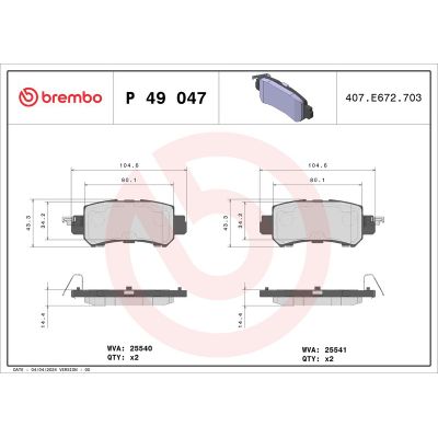 Fren Disk Balata Arka BREMBO P 49 047