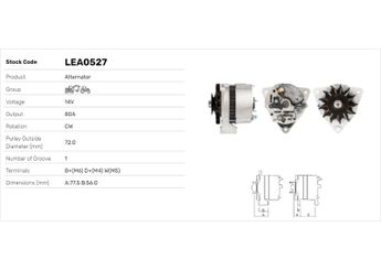 Alternatör  LUCAS ELEKTRIK LEA0527  G345900011010 X830060022 3045177 12270186 605710100161