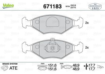 Fren Disk Balata Ön VALEO 671183  55170758 7082515 7084811 71738158 71772210