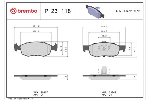 Fren Disk Balata Ön BREMBO P 23 118
