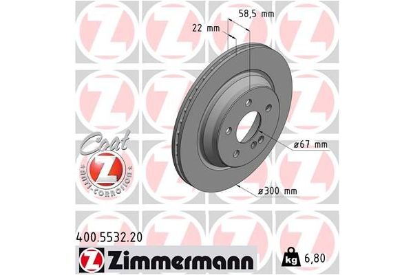 Fren Disk Ayna Arka Sağ ve Sol Mercedes SL Roadster (BM 230)(08.2001->)  ZIMMERMANN 400.5532.20