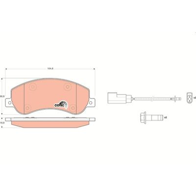 Fren Disk Balata Ön Volkswagen Amarok (2HA/2HB/S1B)(03.2010->2016)  TRW GDB1724
