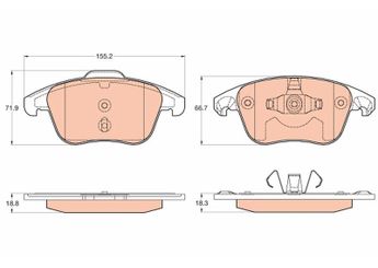 Fren Disk Balata Ön TRW GDB2025  GDB2025 1609987980 16 099 879 80 1647862680 16 478 626 80 1675901280 16 759 012 80