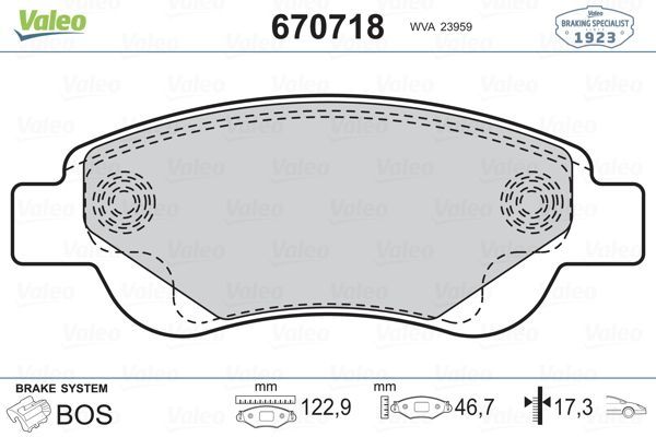 Fren Disk Balata Ön Toyota Aygo (KGB/WNB)(2005->)  VALEO 670718