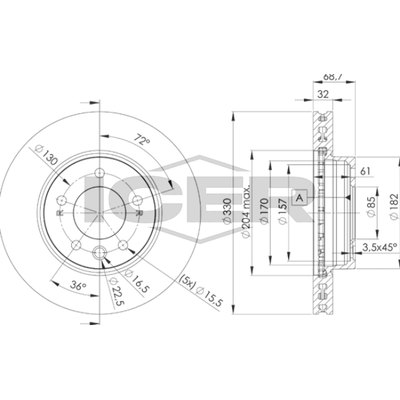 Fren Disk Ayna Ön Sağ Porsche Cayenne (Typ 9PA)(08.2002->)  WALBURG WBD1576