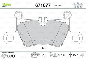 Fren Disk Balata Arka VALEO 671077  99135294902 991 352 949 02 99135294904 991 352 949 04 992698093 992 698 093 992698451D 992 698 451 D 992698451H 992 698 451 H 9Y0698451E 9Y0 698 451 E 9Y0698451R