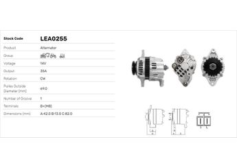 Alternatör  LUCAS ELEKTRIK LEA0255  2310050K10 2310050K15 23100FU410 A007T03371 A007T03371A A7T03371 A7T03371A 23100-50K10 23100-FU410