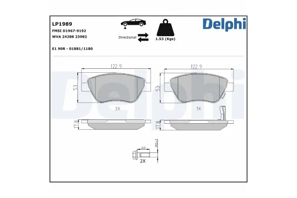 Fren Disk Balata Ön Opel Adam (2012->)  DELPHI LP1989