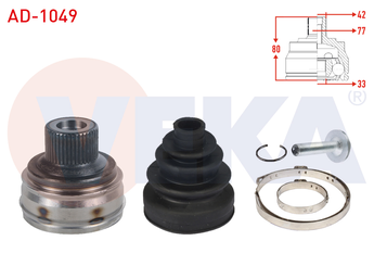 Aks Kafası Ön Dış Sağ veya Sol VEKA AD-1049  8K0407305C 8K0498099B 8K0498099BX 8K0 407 305 C 8K0 498 099 B 8K0 498 099 BX