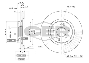 Fren Disk Ayna Ön Sağ ve Sol FRENBU 16608  51712C1000 51712D7000 51712J9100 51712C2000 S51712D7000E