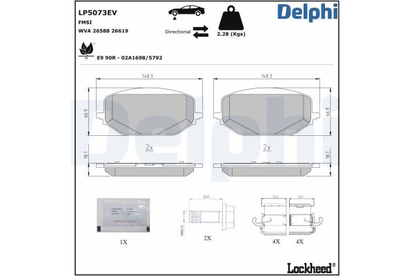 Fren Disk Balata Ön Citroen C5 X (09.2021->)  DELPHI LP5073EV