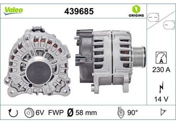 Alternatör  VALEO 439685  59903016S 95560312000 3H903023D 03H903023D 3H903023DX 03H903023DX