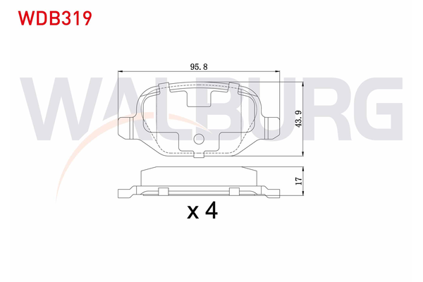 Fren Disk Balata Arka Alfa Romeo 147 (190)(2000->)  WALBURG WDB319