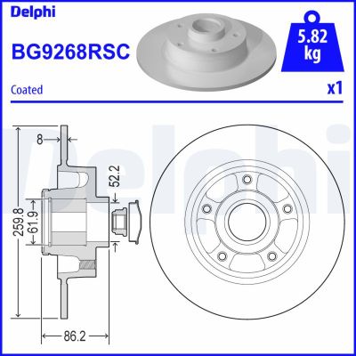 Fren Disk Ayna Arka Sağ ve Sol Renault Megane IV Sedan (07.2016->)  DELPHI BG9268RSC
